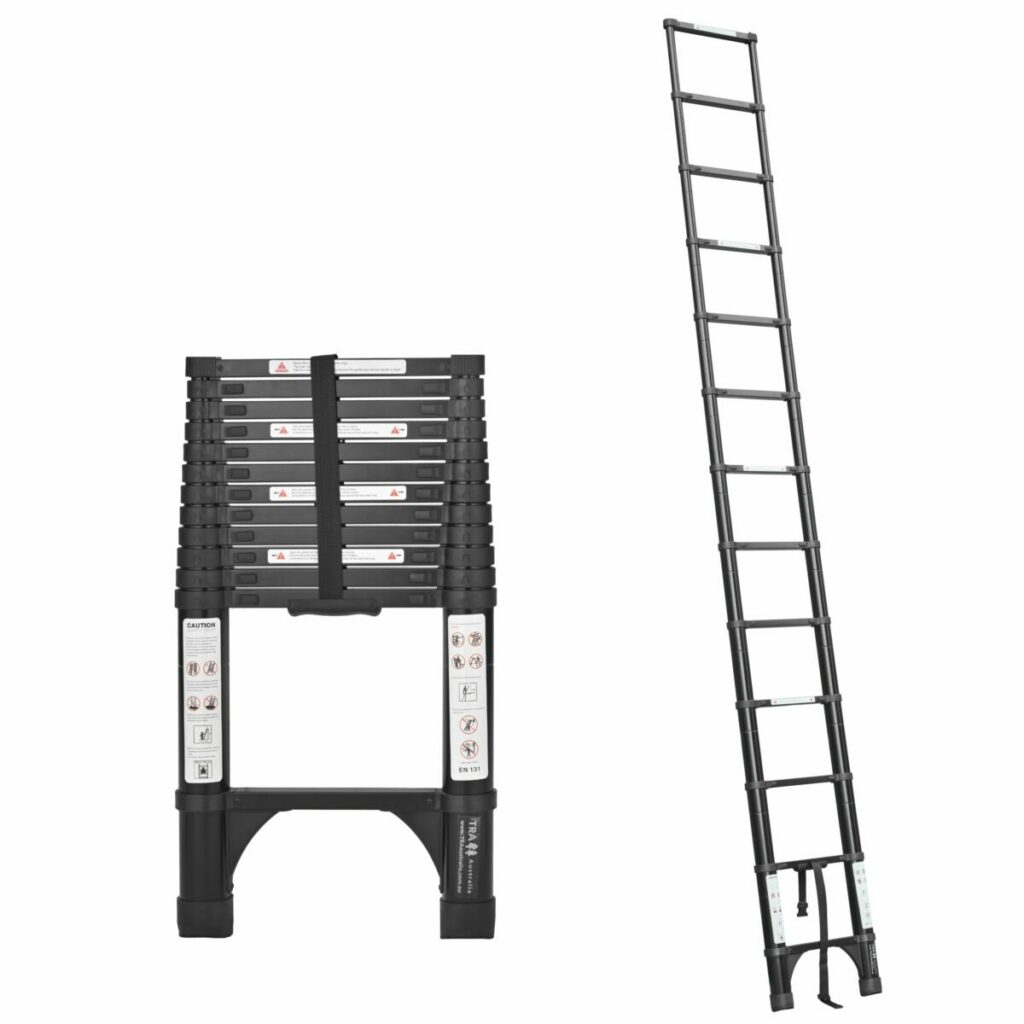 Tra Ladder Black 3.8m portable telescopic ladder with carry bag – TRA Australia