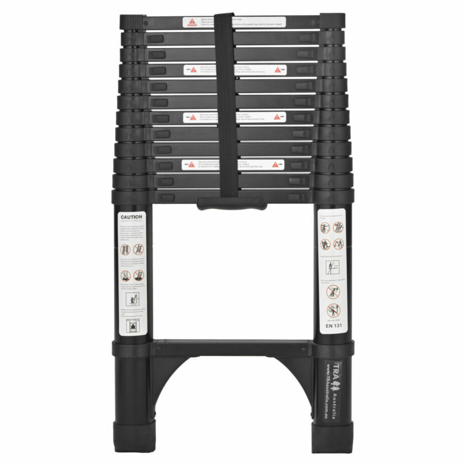 Tra Ladder Black 3.8m portable telescopic ladder with carry bag – TRA Australia