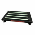 A BLACK Illuminous single folding portable caravan camping step, positioned against a white background, features an illuminous coating for enhanced visibility.