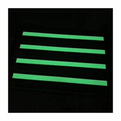 1500964555-scaled Five horizontal luminescent green bars glowing in the dark against a BLACK Illuminous single folding portable caravan camping step, arranged in a single, evenly spaced pattern.