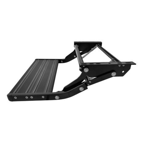 Caravan step - BLACK Single manual bolt on a white background.