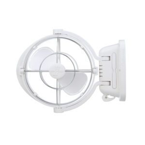 A Sirocco II 12/24V Caravan RV Fan (White) ceiling fan.
