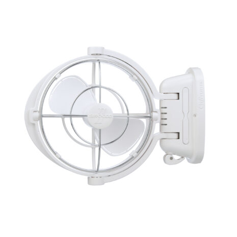 7010CAWBX-01-24 A Sirocco II 12/24V Caravan RV Fan (White) on a white background, perfect for your RV or caravan.