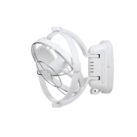 7010CAWBX-03-23 An elegant Sirocco II 12/24V Caravan RV Fan (White) on a white background, perfect for your RV or caravan.