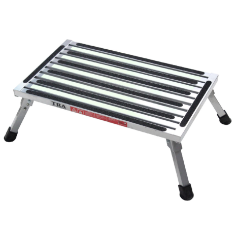 Silver Extra Large Illuminating Portable Caravan Step with folding legs