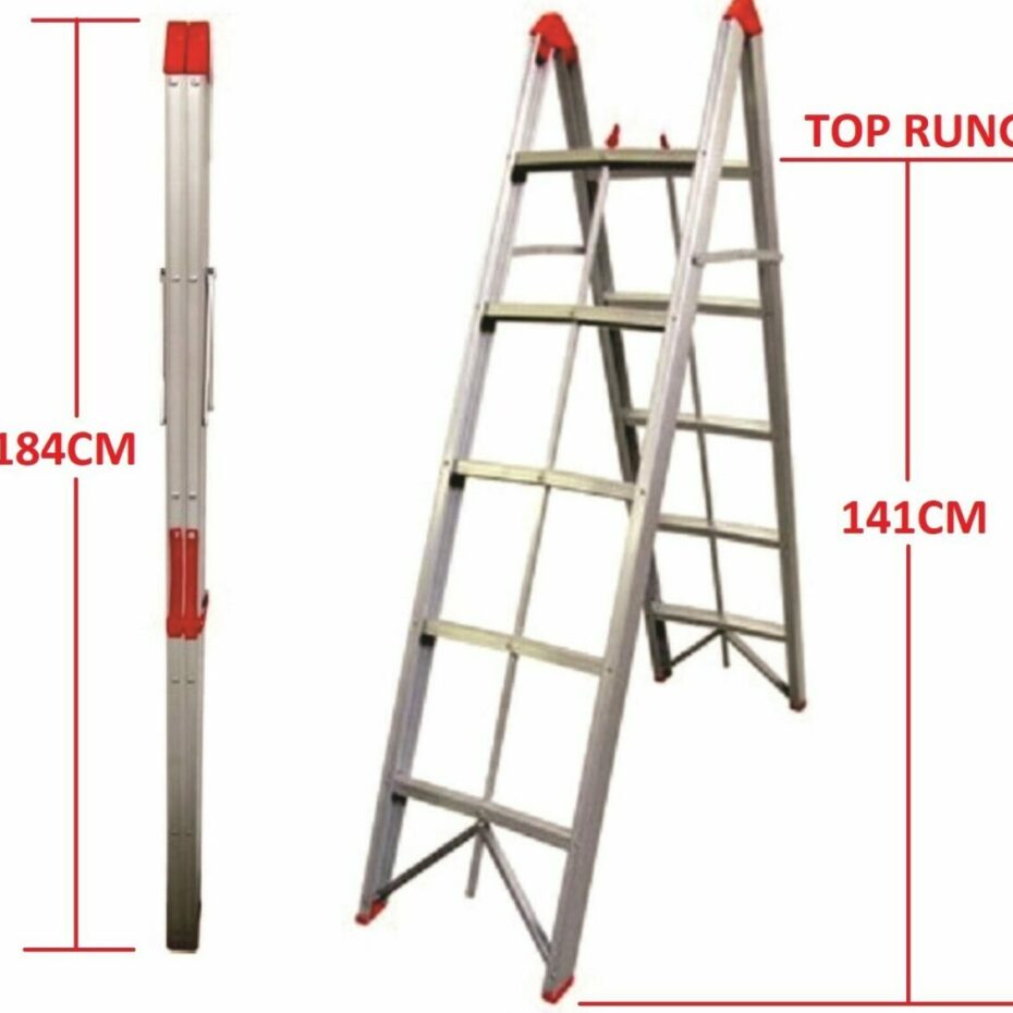 5-step Aluminium Collapsible Box Stick Ladder w/ Carry Bag