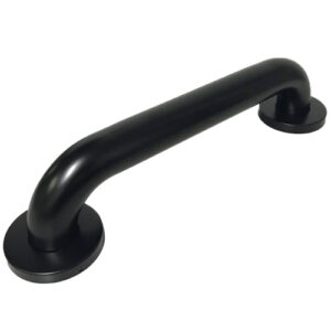 A 250mm black knurled entry safety grab handle on a black background.