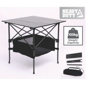 Black Portable Folding Compact Camping Picnic Table is a heavy duty folding table.