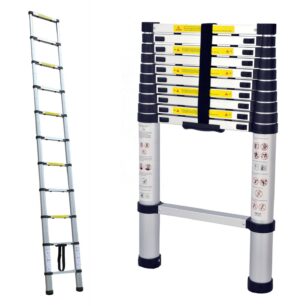 A pair of 3.2m Portable telescopic ladders with carry bag and different lengths.