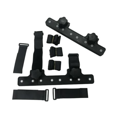 A set of black straps and Caravan & Pop Top RV Awning XXL Universal Deflapper Anti Flap Kit for a motorcycle.