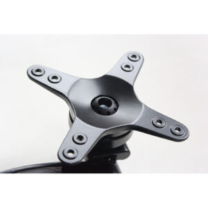A close up image of a black LCD TV mounting bracket to suit TRA TV arms handlebar mount.