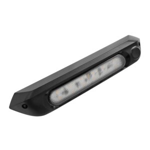 A 287mm DUAL LED LIGHT 12V AWNING LIGHT AMBER/WHITE LIGHTS BLACK IP67 on a white background.