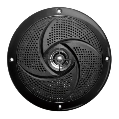 A Black 6.5inch Waterproof 120 Watt Low-Profile Speaker (Pair) on a white background.