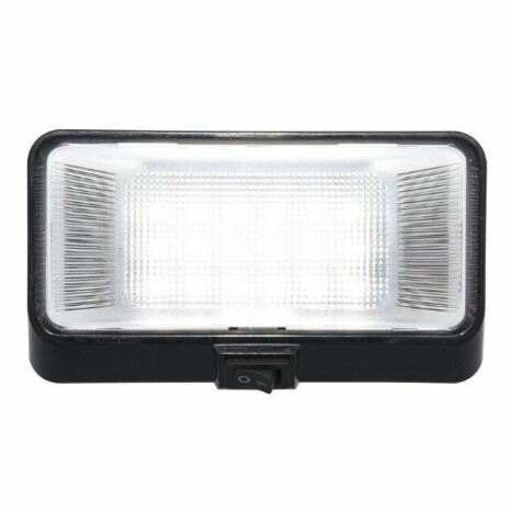 A Black 12V Porch or Tunnel Boot Light with Switch on a white background.