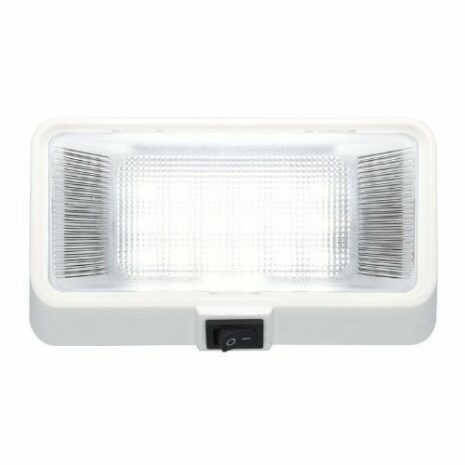 A White Caravan RV 12V Porch or Tunnel Boot Light with Switch led flood light on a white background.