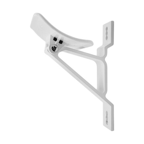 A White RV Awning Support Cradle on a white background.