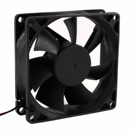 A 90mm brushless 12 volt ventilation cooling fan on a white background.