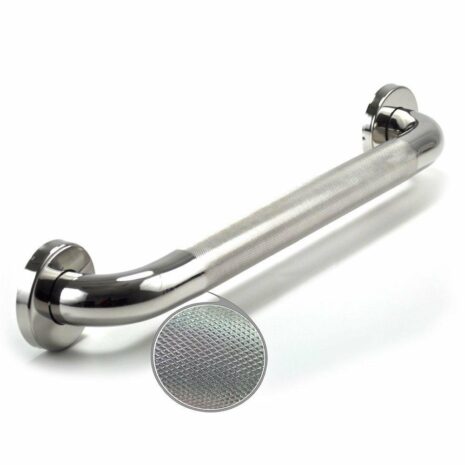 An image of a 300mm x 32mm knurled entry safety grab handle with a hole in it.