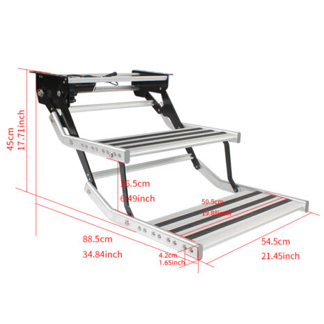 Caravan step - A set of measurements for a Double 12v Electric Caravan Step with LED Light.