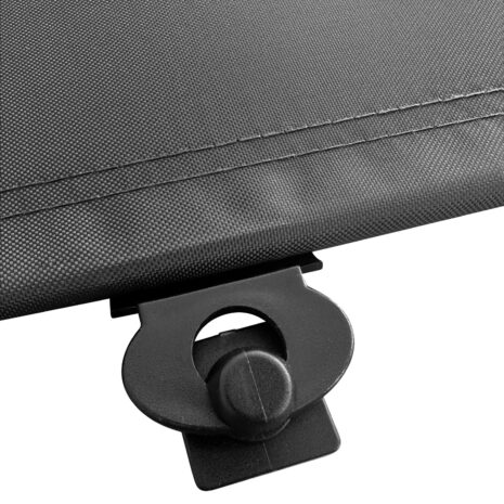 A TRA Retractable Roof Vent Skylight Blind - Dark Grey with a metal handle.