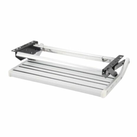 s-l1600-1kkk A white shelf with two metal bars on it, perfect for displaying your favorite accessories or organizing your belongings like the Single 12v BLUE LED Manual Caravan Rv Motor Home Step.