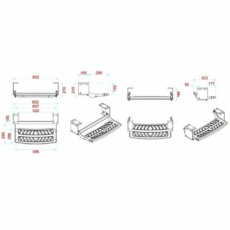 Singlesteelstep A diagram illustrating the various components of a machine, including a Single Black Steel Caravan Step with Steel Tread.