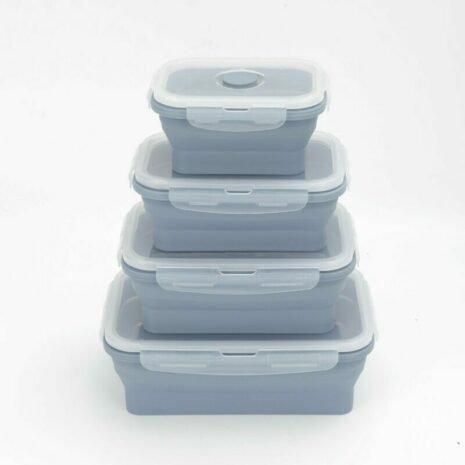 mmexport1710825418126 Set of 4 Collapsible Food Containers (PRE ORDER LISTING – DISPATCH DATE 1st MAY) of varying sizes, stacked on top of each other against a white background.