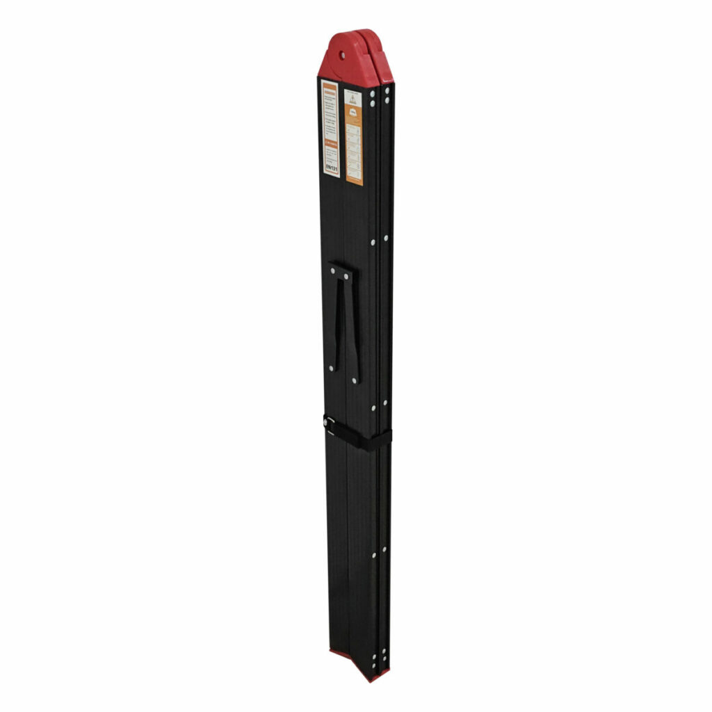 Black 3 Step Aluminium Collapsible Box Ladder with Carry Bag