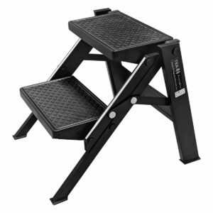Black double folding portable step