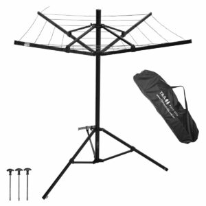 Black Portable Camping Caravan Clothes Line With Carry Bag