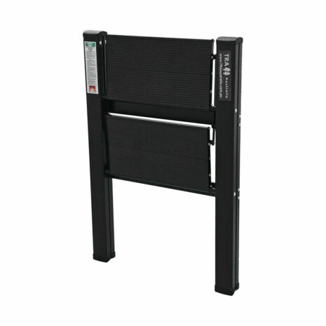 Black 2 Step Caravan Step Ladder – Folded Black 2 step folding caravan step ladder folded for storage