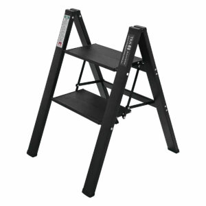 Black 2 step folding caravan step ladder