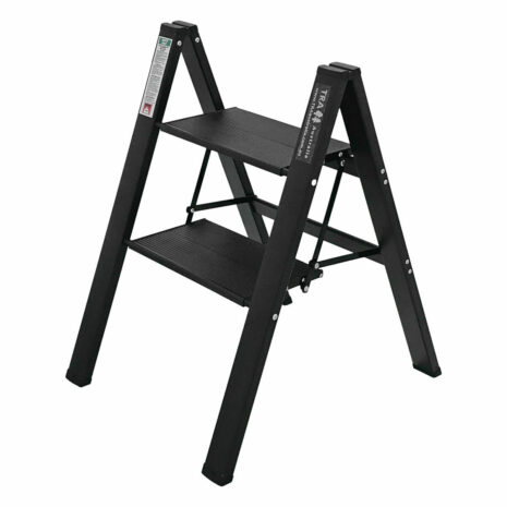 Black 2 step folding caravan step ladder
