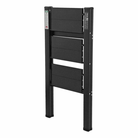 Black 3 Step Caravan Step Ladder – Folded Black 3 step folding caravan step ladder folded for storage