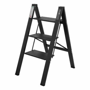Black 3 step folding caravan step ladder
