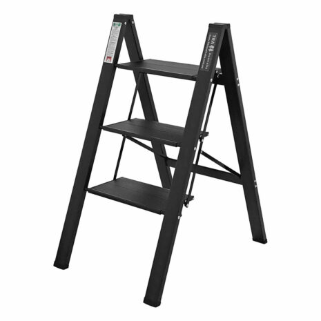 Black 3 step folding caravan step ladder