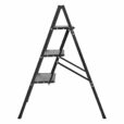Black 3 step folding caravan step ladder fully open side view