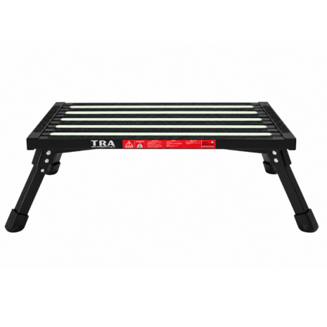 Black Illuminating Caravan Step – Front View Front view of Black Extra Large Illuminating Portable Caravan Step